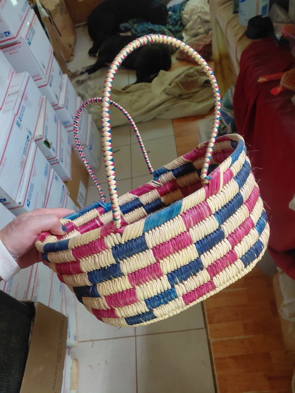authentic handwoven Bolga market basket from Ghana